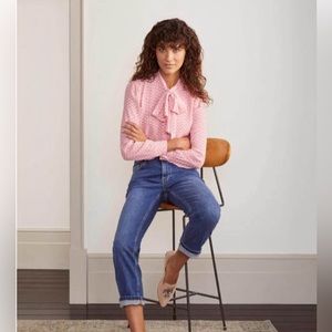 BODEN DORA FLORAL TIE NECK BLOUSE AZALEA TOP SZ 4